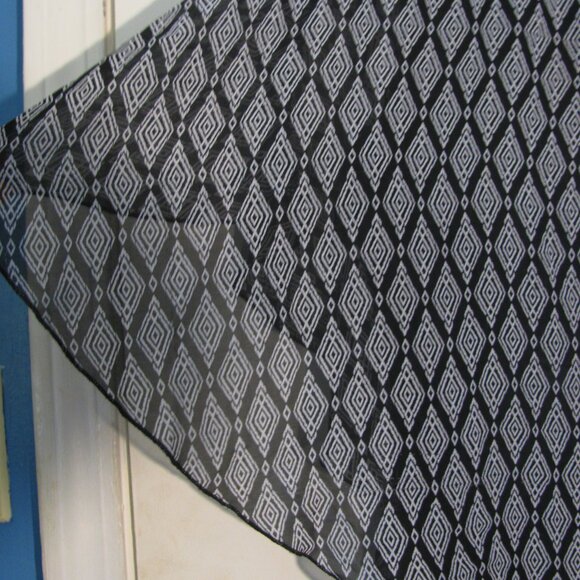 * AB Studio Blouse XL Semi Sheer Overlay Attached Tank Black White - Picture 3 of 5